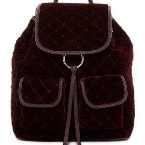 VINCE CAMUTO Glenn Diamond Quilted Velvet Tassel Flap Pocket Roomy Backpack